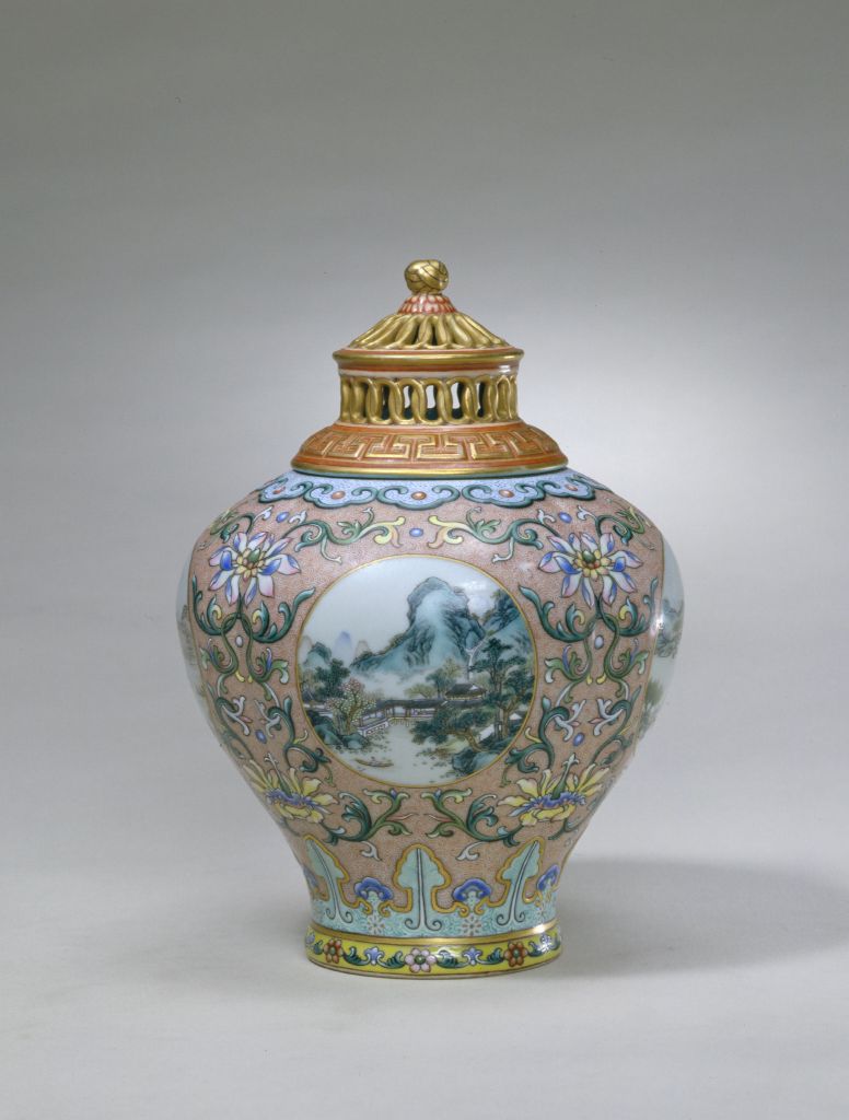 图片[1]-Pot with pastel color, four seasons, mountains and waters-China Archive